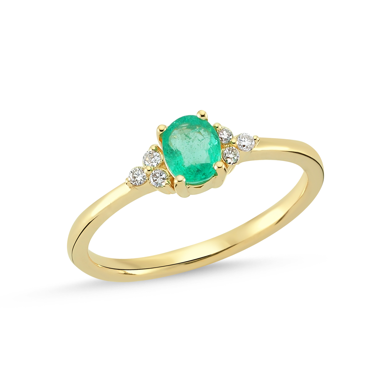 Oval Cut Emerald and Diamond Ring