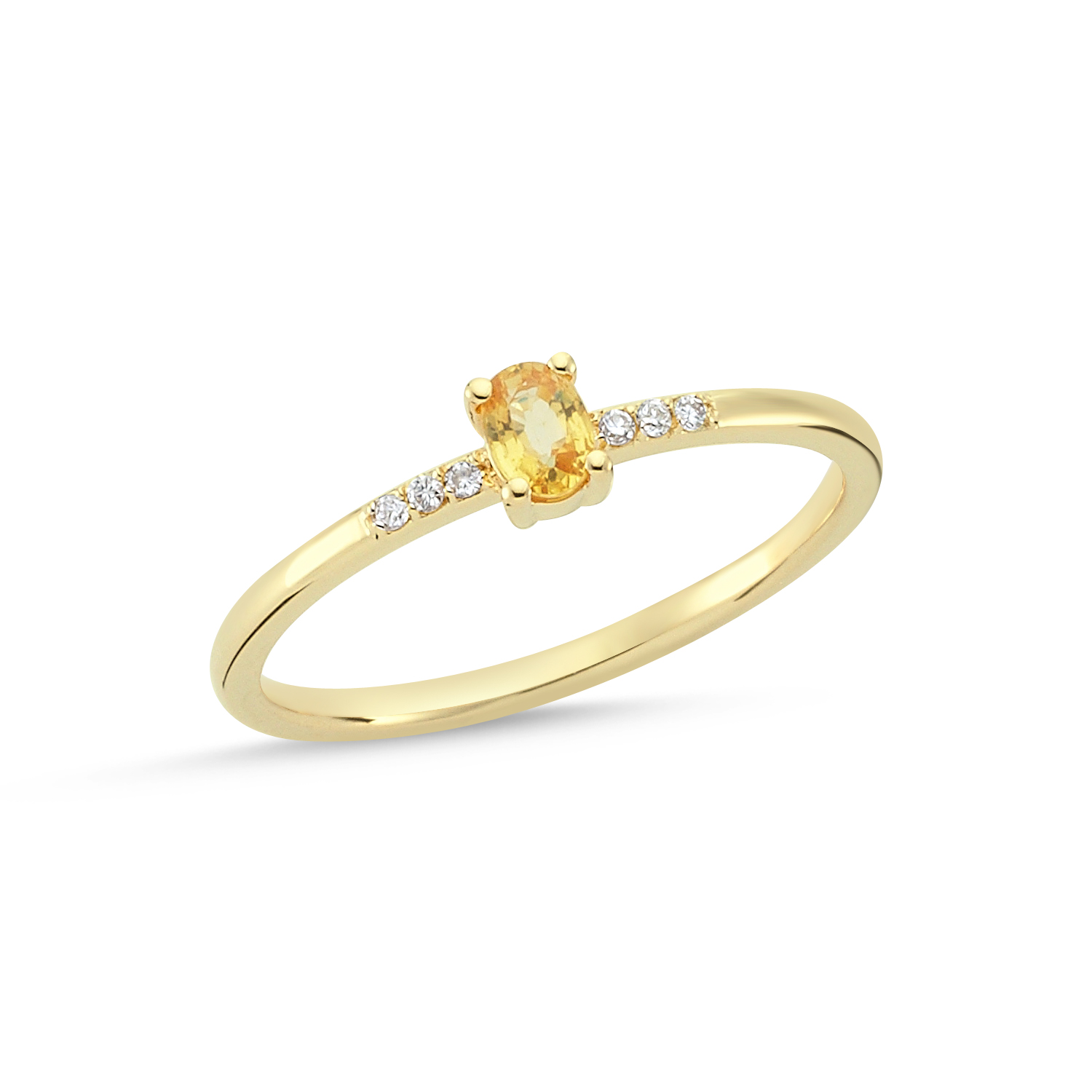 Oval Cut Yellow Sapphire and Diamond Ring