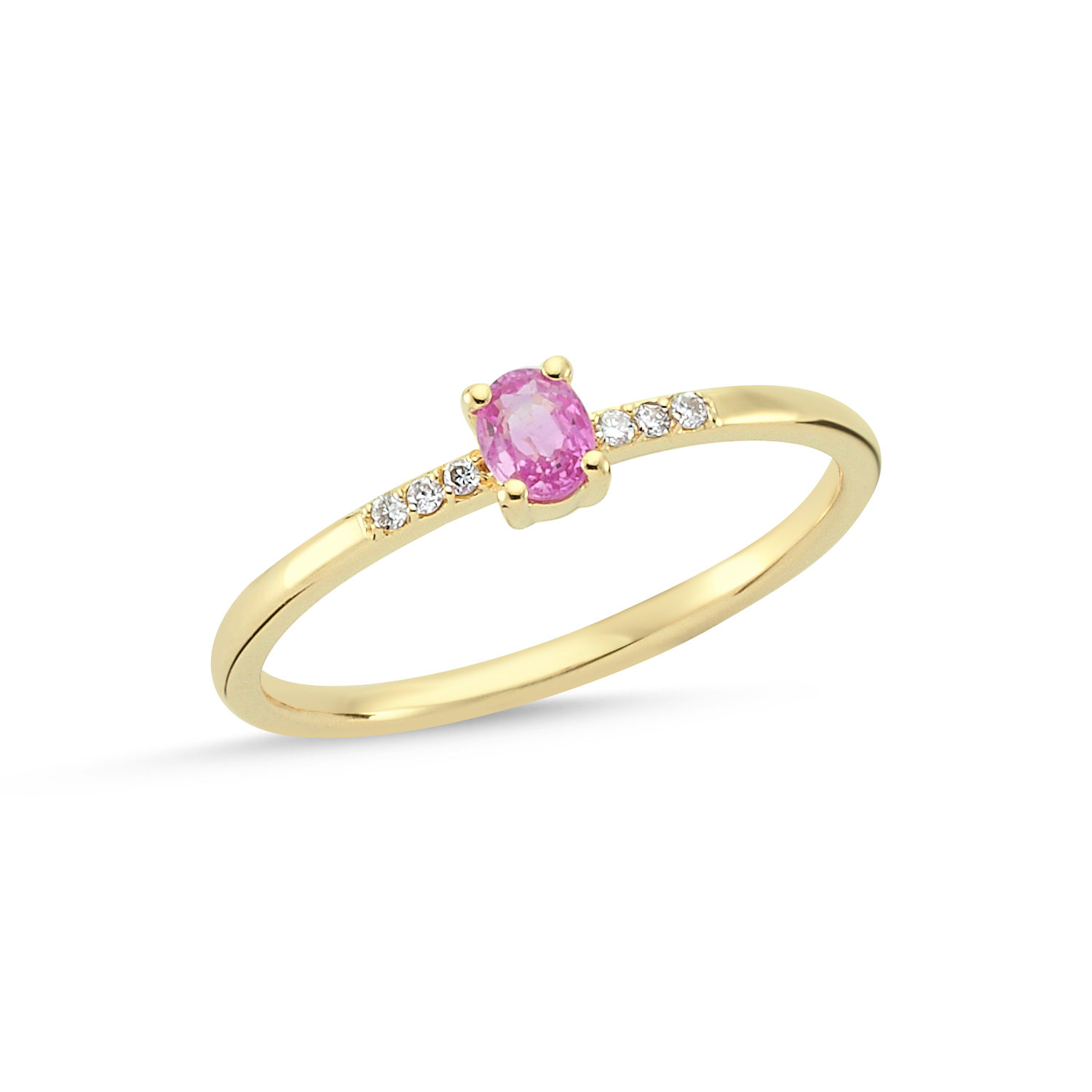 Pırlanta ve Oval Pembe Safir Taşlı Yüzük