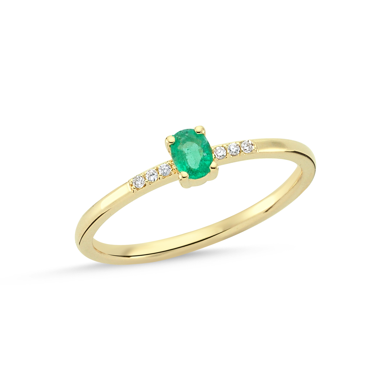 Oval Cut Emerald and Diamond Ring