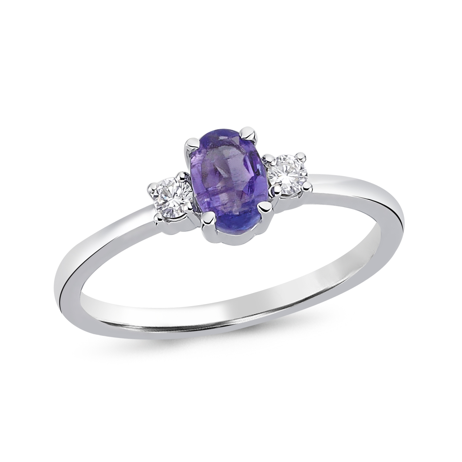 Diamond and Oval Tanzanite Ring