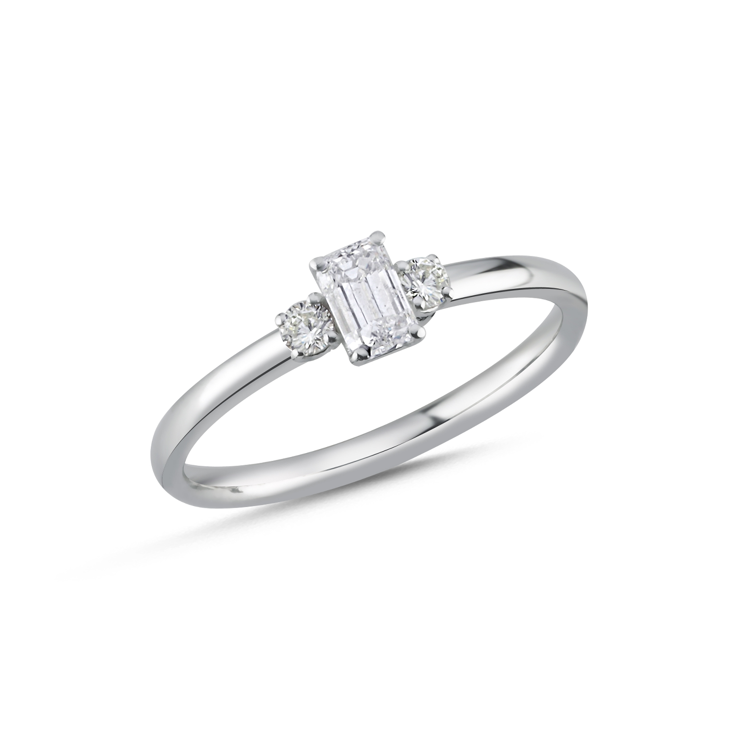 Emerald ve Yuvarlak Pırlanta Taşlı Yüzük