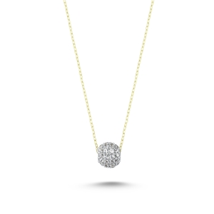 Zirconia Stoned Globe Gold Necklace