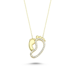 Mother & Child Foot Gold Necklace