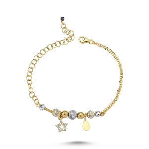 Zirconia Stoned Star Gold Bracelet