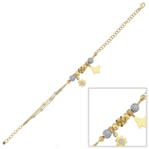 Zirconia Stoned Butterfly Gold Bracelet