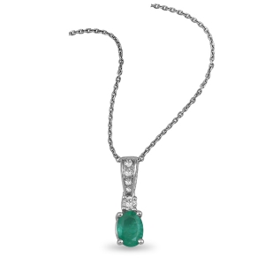 Diamond and Oval Emerald Necklace