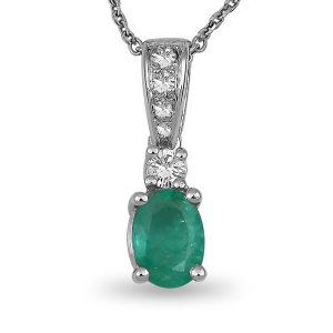 Diamond and Oval Emerald Necklace