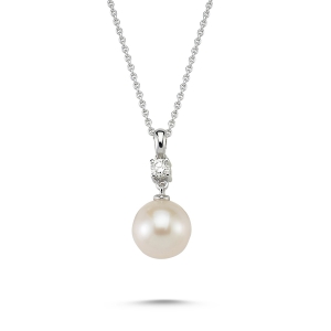 Pearl & Round Brilliant Diamond Necklace