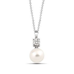 Pearl & Round Brilliant Diamond Necklace