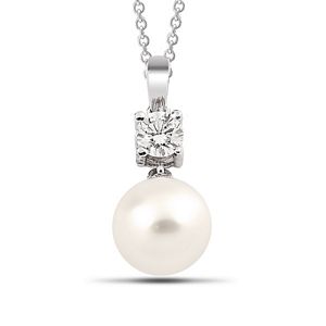 Pearl & Round Brilliant Diamond Necklace