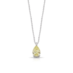 Pear Fancy Yellow Diamond Solitaire Necklace