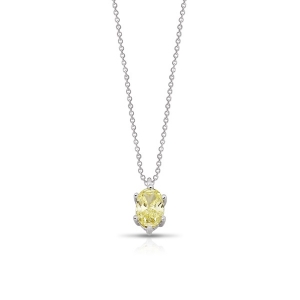 Oval Fancy Yellow Diamond Solitaire Necklace