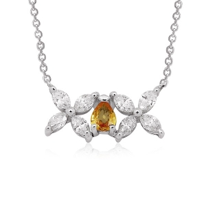 Marquise Diamond and Pear Yellow Sapphire Necklace