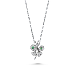 Butterfly Diamond and Emerald Necklace