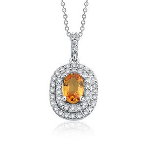 Yellow Sapphire & Round Brilliant Diamond Necklace