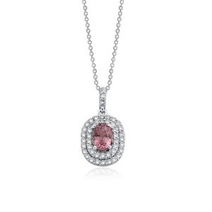 Pink Sapphire & Round Brilliant Diamond Necklace