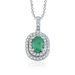 Emerald & Round Brilliant Diamond Necklace