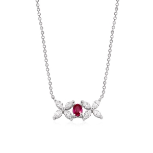 Marquise Diamond and Oval Ruby Necklace