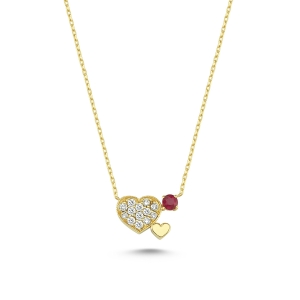 Diamond and Ruby Heart Necklace