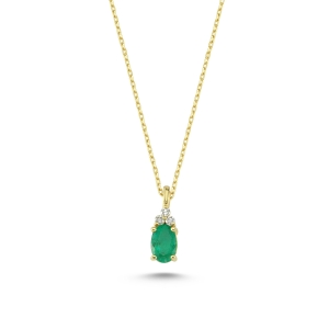 Diamond and Oval Emerald Necklace