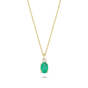 Diamond and Oval Emerald Necklace