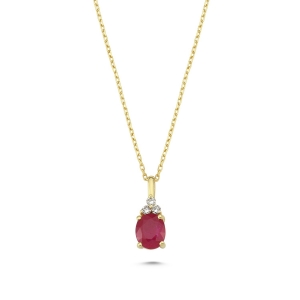 Diamond and Oval Ruby Necklace