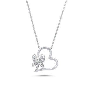 Heart and Butterfly Diamond Necklace