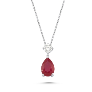 Diamond and Pear Cut Ruby Necklace