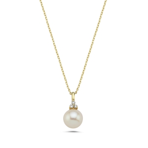 Pearl & Round Brilliant Diamond Necklace