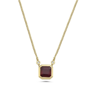 Diamond and Oval Ruby Necklace