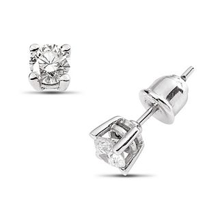 0.64 Carat Solitaire Round Brilliant Diamond Earrings