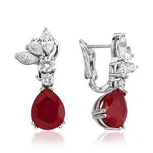 Ruby & Marquise Pear Round Brilliant Diamond Earrings