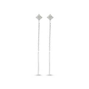 Diamond Square Chain Drop Earrings