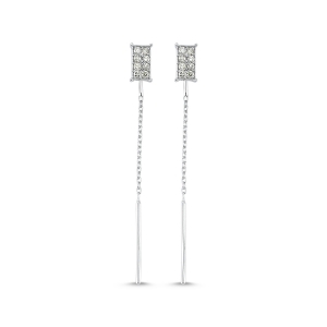 Diamond Rectangle Chain Drop Earrings