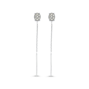 Diamond Oval Chain Drop Earrings