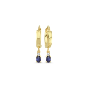 Diamond and Oval Sapphire Earrings