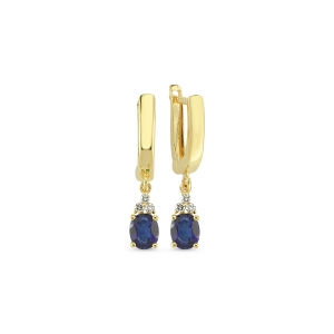 Diamond and Oval Sapphire Earrings