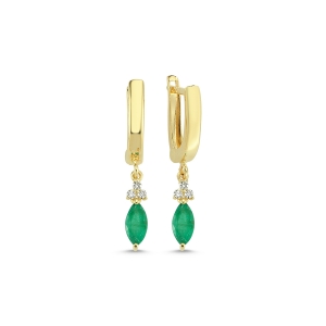 Diamond and Marquise Emerald Earrings