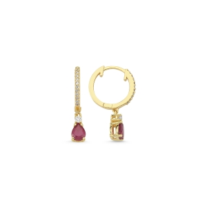 Diamond and Pear Ruby Earrings