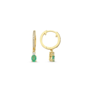 Diamond and Oval Emerald Earrings