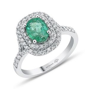 Emerald & Round Brilliant Diamond Ring