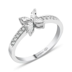 Marquise and Round Brilliant Diamond Ring