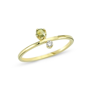 Yellow Rose Cut and Brilliant Diamond Ring