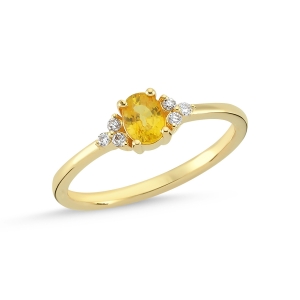 Oval Cut Yellow Sapphire and Diamond Ring