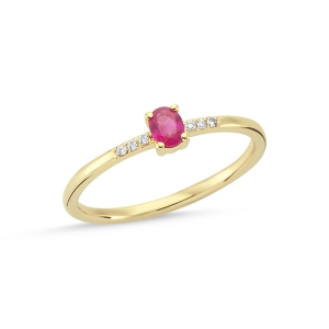 Oval Cut Ruby and Diamond Ring