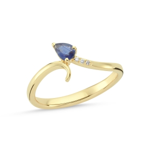 Pear Cut Sapphire and Diamond Snake Ring