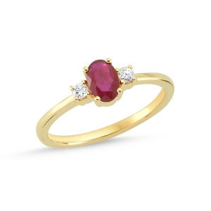 Oval Cut Ruby and Diamond Ring