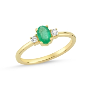 Oval Cut Emerald and Diamond Ring