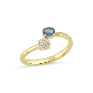Oval Cut Sapphire and Diamond Pave Ring